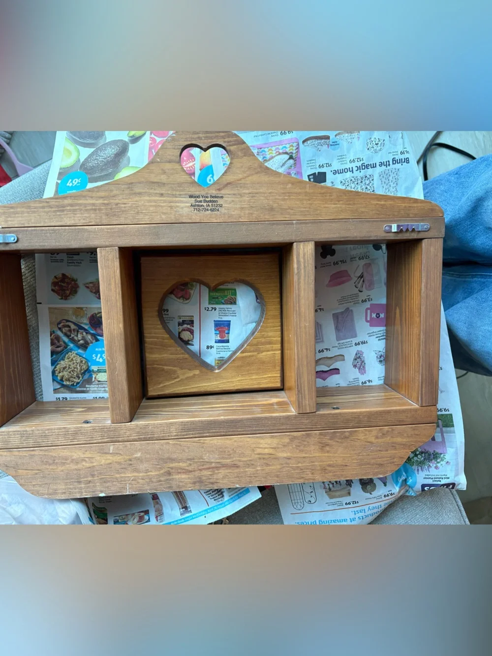 Cottagecore Wooden Heart Wall Shelf - Brown